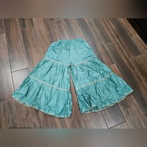 HAREM SEA GREEN PANT EMBELLISHED GOLD TRIM SZ LARGE
